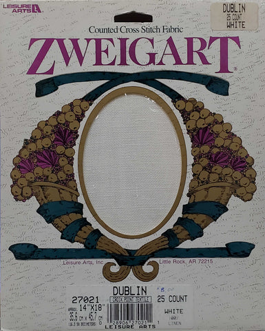 Zweigart White counted crossstitch fabric 25 count