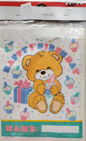 Paper Art Teddy Bear 1st Birthday Themed Loot Bags - 8 count