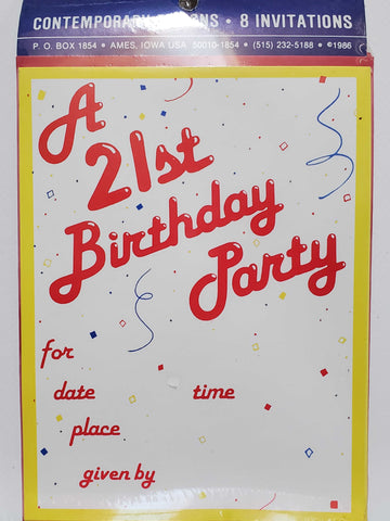 Contemporary Designs 21st Birthday Party Invitations - 8 count