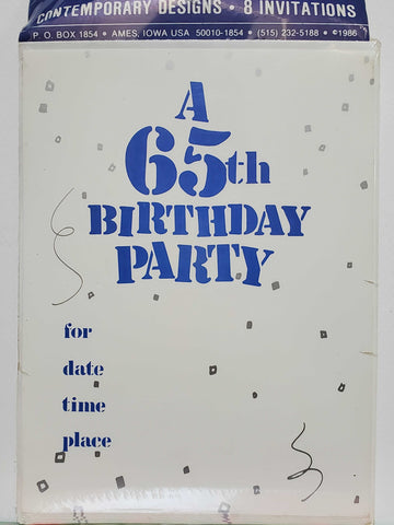 Contemporary Designs 65th Birthday Party Invitations - 8 count