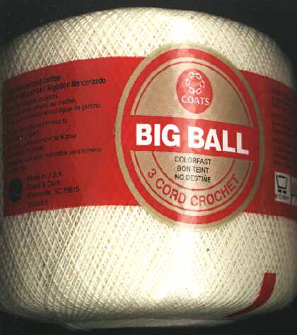 Coats Big ball 3 cord crochet color 0042 CREAM size 30 500 yards