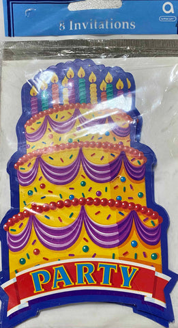 Amscan Birthday Cake Invitations - 8 Pack