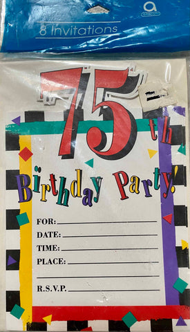 Amscan 75th Birthday Party Invitations - 8 Pack