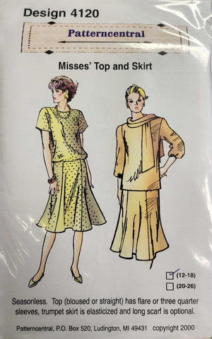 Misses Top and Skirt Sewing Pattern