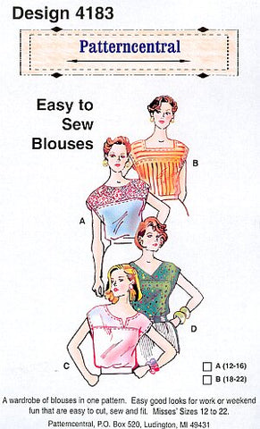 Easy to sew Blouses sewing pattern Size 12-16