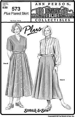 Plus Flared skirt sewing pattern by Stretch & Sew 573