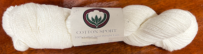Cotton Sport Cotton Hank Yarn by Brunswick  Color: 01 White