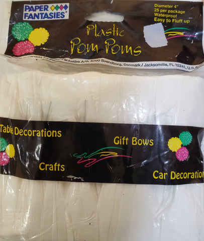 Paper Fantasies Plastic Pom Poms - White