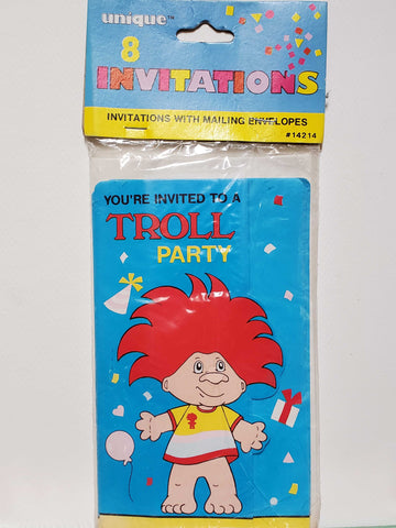 Unique Troll Party Invitations - 8 count