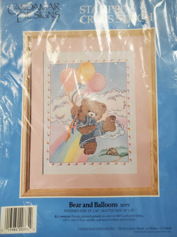 Bear and Balloons Stamped Cross Stitch by Candamar Designs