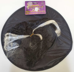 Children's Witch Hat with Hair - Black and White Hair (Ages 5 and up)