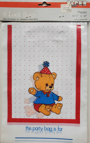 Paper Art Teddy Bear Themed Loot Bags - 8 count