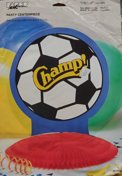 Paper Art Party Centerpiece - Champ (Soccer) Honeycomb Birthday Party Decoration