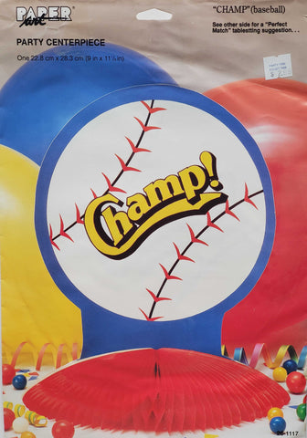 Paper Art Party Centerpiece - Champ (Baseball) Honeycomb Birthday Party Decoration