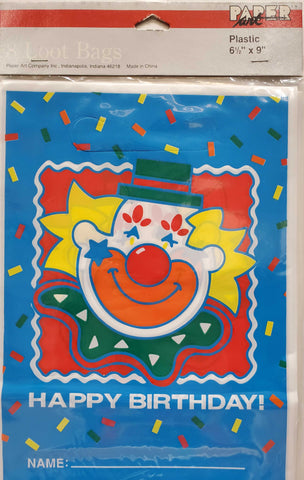 Paper Art Clown Themed Loot Bags - 8 count