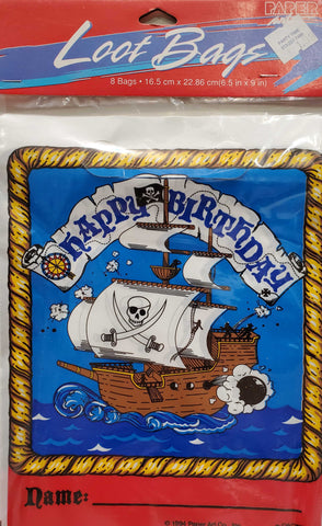 Paper Art Pirate Themed Loot Bags - 8 count