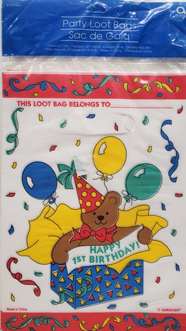 Amscan Happy 1st Birthday Loot Bags - 8 count