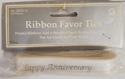 Amscan Ribbon Favor Ties - Happy Anniversary - 25 Count