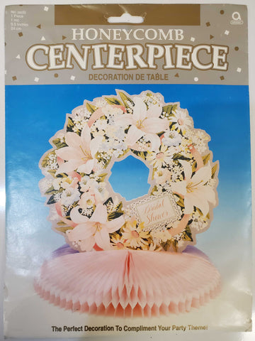 Amscan Honeycomb Centerpiece - Pink Bridal Shower Flower Ring