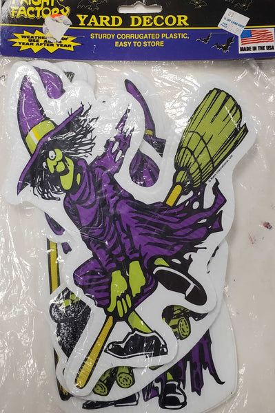 Fright Factory Yard Decor - Witches on Broomsticks
