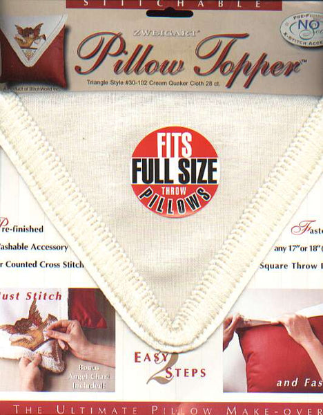 Pillow topper, stitchable triangle style Cream quaker cloth28 ct.