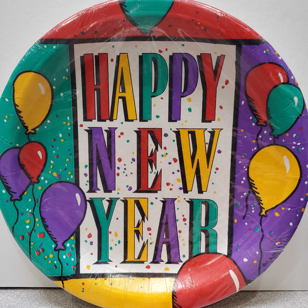 C.A. Reed Happy New Years Luncheon Plastic Coated Plates - 10 count