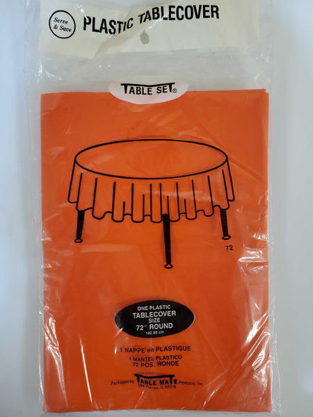 ORANGE Round Plastic Table Cover by Table Mate