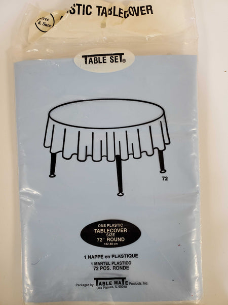 Light Blue Round Plastic Table Cover by Table Mate