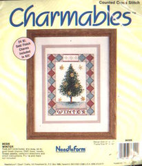 Charmables WINTER cross stitch kit, 5x7 with 24kt gold charms included!