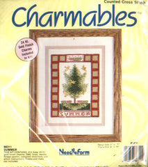 Charmables SUMMER cross stitch kit, 5x7 with 24kt gold charms included!