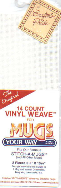 14 count vinyl weave for mugs, 2 pieces 3 1/2 inch x 10 1/4 inch WHITE