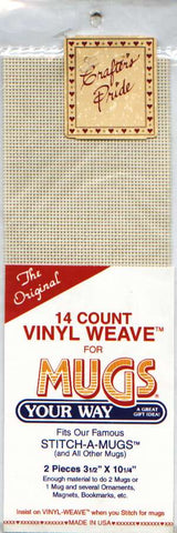 14 count vinyl weave for mugs, 2 pieces 3 1/2 inch x 10 1/4 inch PARCHMENT