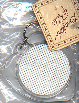 Heart key tag with 14ct vinyl weave cross stitch fabric