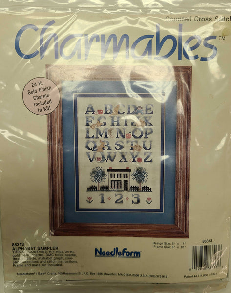 Needleform charmables counted crossstitch alphabet sampler
