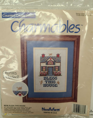 Needleform charmables counted crossstitch bless the house