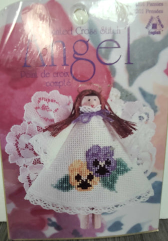Counted Cross Stitch Angel Pansies
