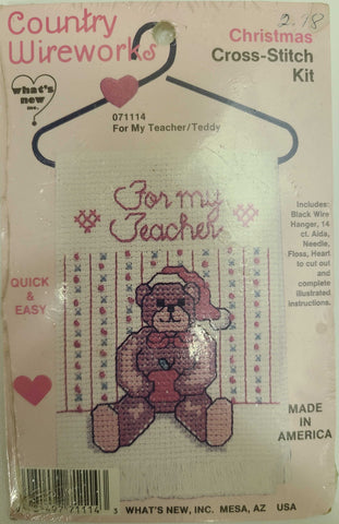 Country Wireworks Christmas Cross Stitch Kit For My Teacher/Teddy