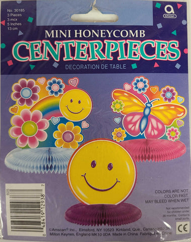 Amscan Mini Honeycomb Centerpieces Smiley Face with Flowers and Butterfly