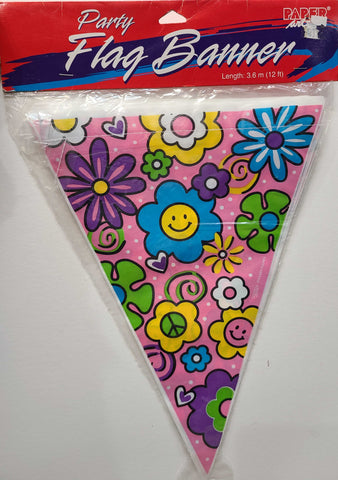 Paper Art Party Flag Banner flowers - Happy Time