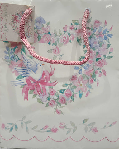 Paper Art Flower Heart with Dove Gift Bag