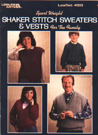 Shaker stitch sweaters and vests for the family to knit and crochet 450