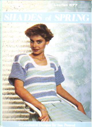 Shades of spring, scoop neck, puff sleeve to knit and crochet 577