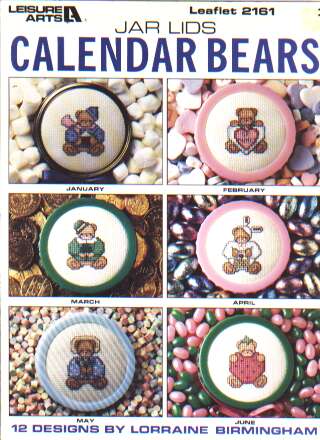 Jar lids calendar bears, 12 designs to cross stitch 2161