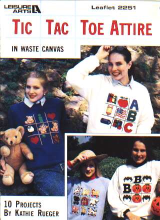 Tic Tac Toe attire in waste canvas, 10 projects to cross stitch 2251