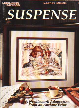 Suspense, a needlework adaptation from an antique print to cross stitch 2526