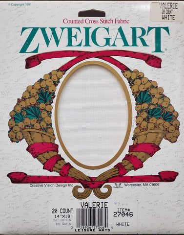 Zweigart White counted crossstitch fabric 20 count