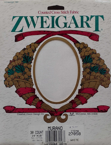 Zweigart White counted crossstitch fabric 30 count