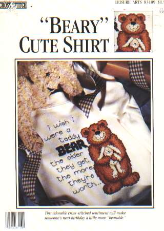 Beary Cute Shirt, spring 1994 cross stitch lites chart 83109