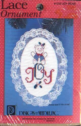 Lace ornament Joy Bear, 5 1/8 inch x 3 5/8 inch