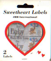 Sweetheart labels, MADE WITH LOVE FOR BABY 2/pack, washable, dry cleanable, 100% polyester